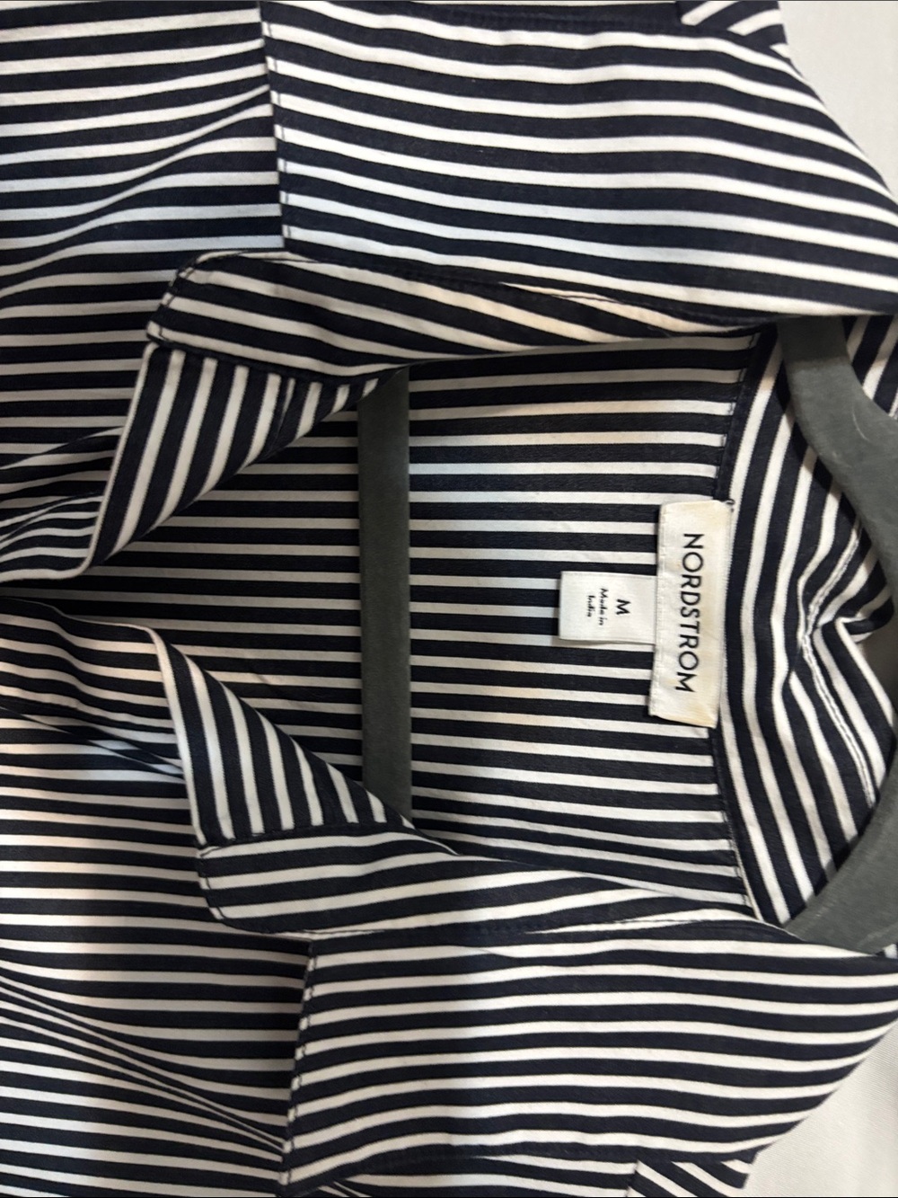 Nordstrom Navy and White Striped Collared Shirt
